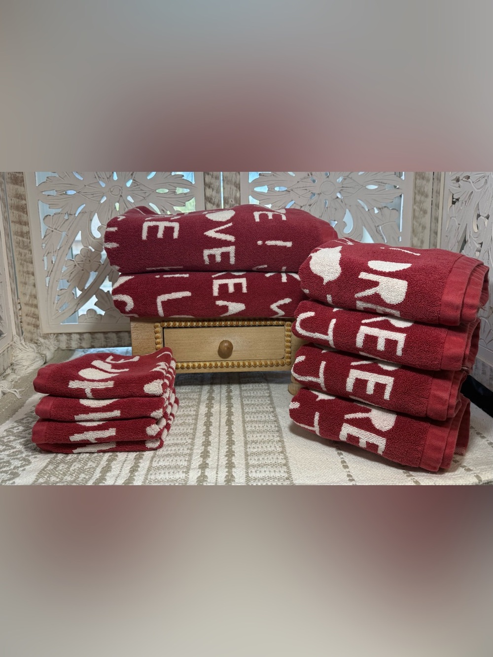 Pottery Barn Holiday  Cotton Towels - 2 towels/4 Hand Towels/4 Washcloths  Set.